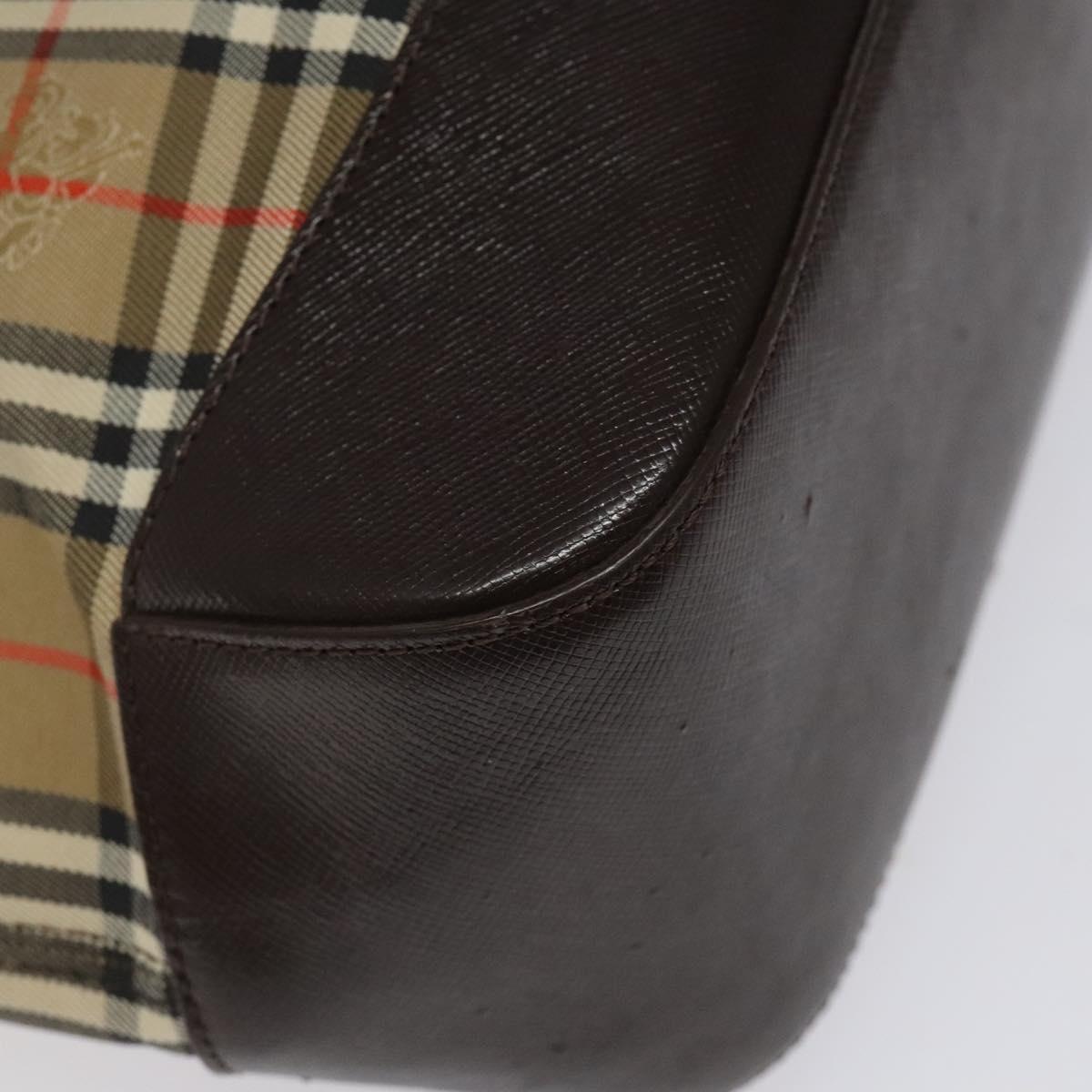 Burberry Nova Check Tote Bag Canvas Leather Beige Brown Gold - 13