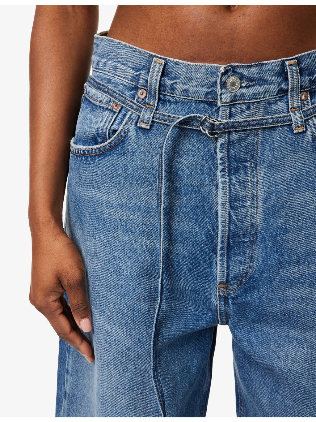 Emmi Wide-Leg Belted Denim Jeans - 5