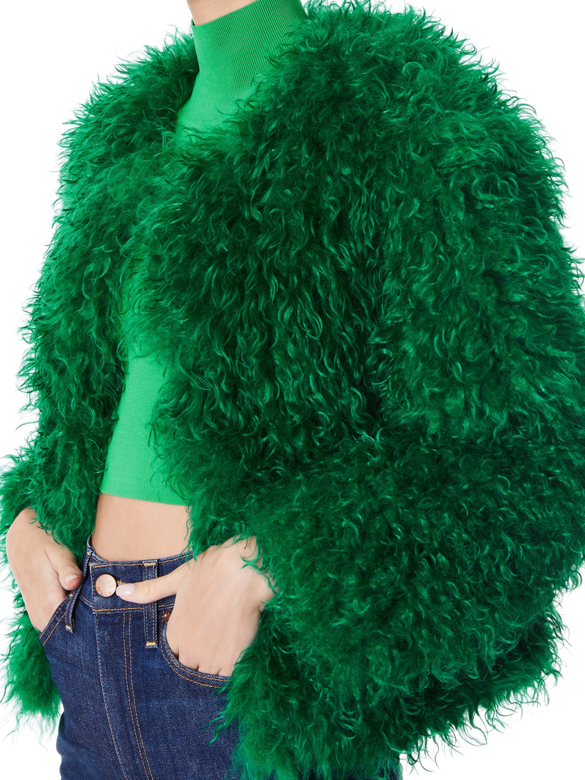 JERRIE COLLARLESS FAUX FUR COAT - 5