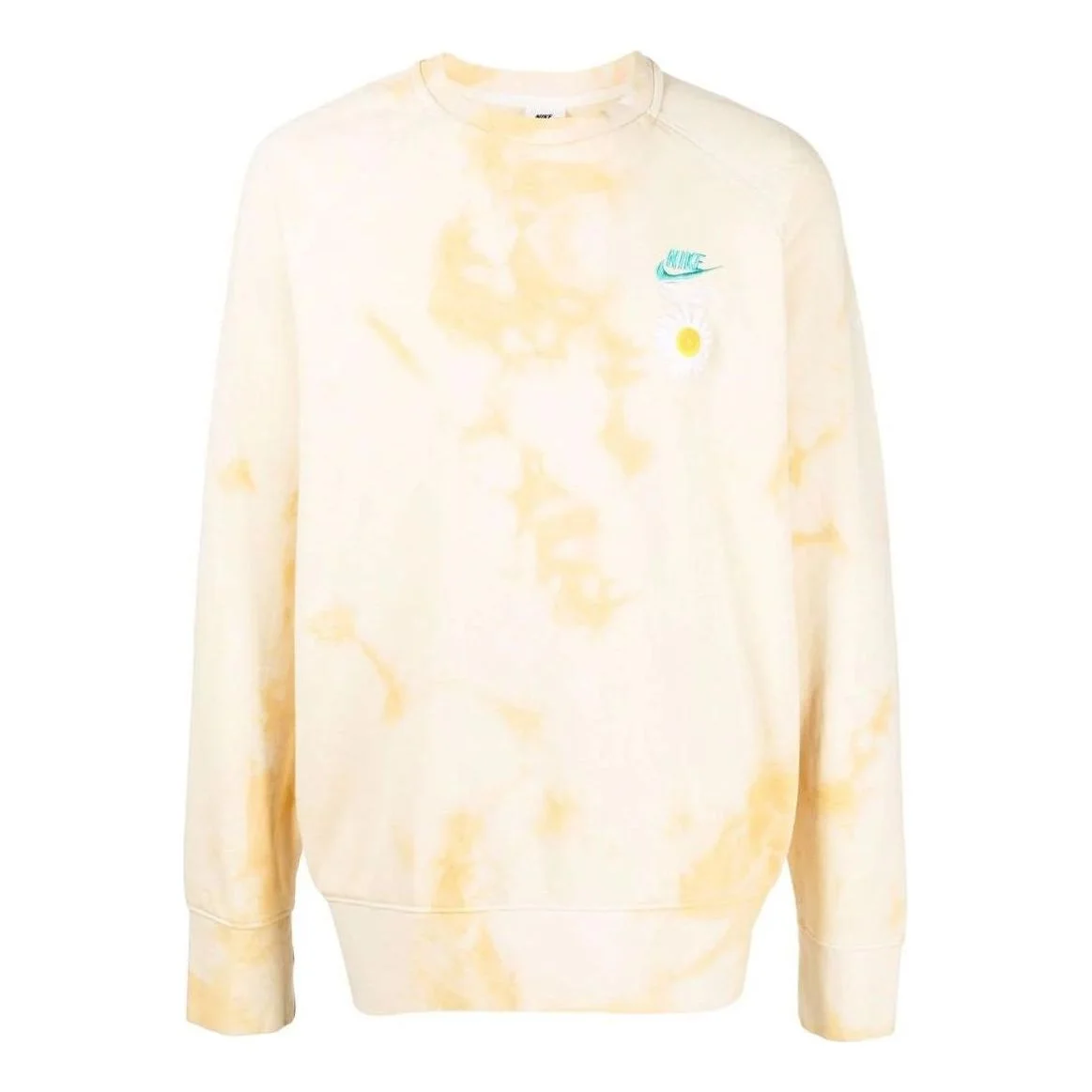 Men's Nike Sportswear NSW Chest Brand Logo Embroidered Tie Dye Round Neck Pullover Long Sleeves Yell - 1