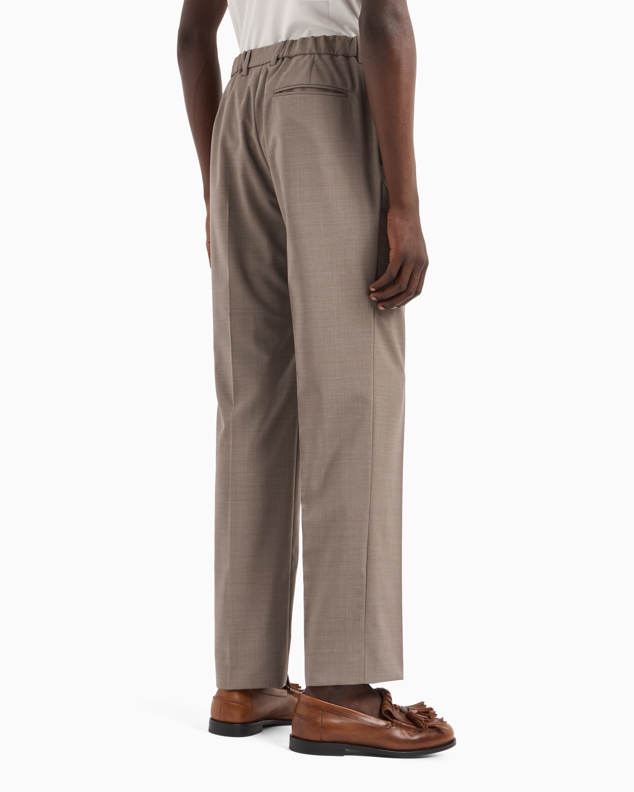 TROUSERS WITH A PLEAT IN TROPICAL LIGHT WOOL CANVAS - 3