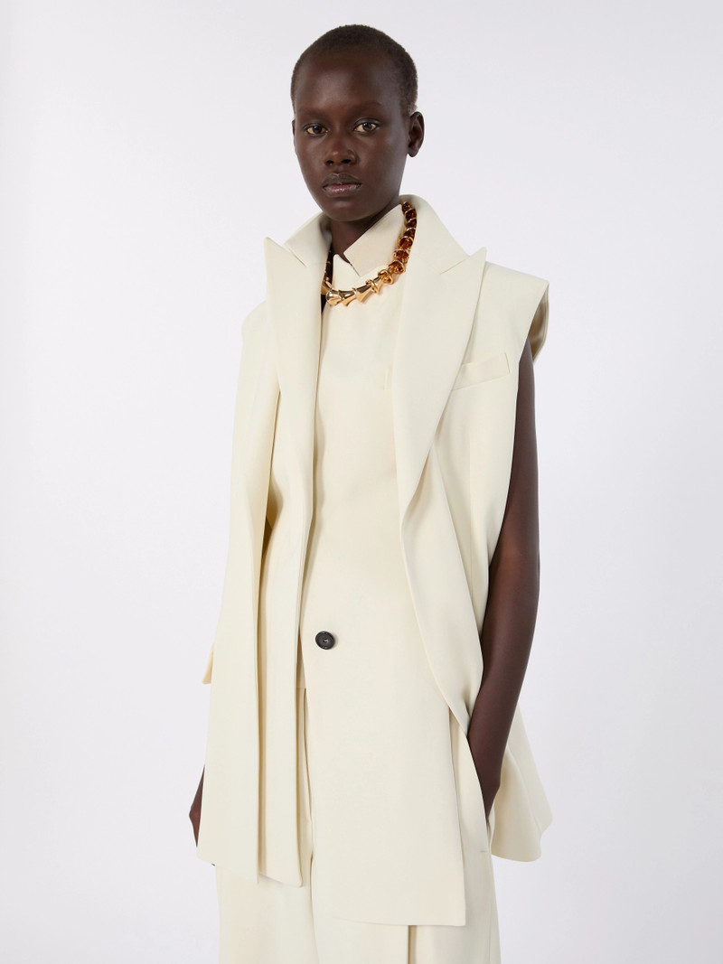 CAMPALE Sleeveless stretch viscose two-piece blazer - IVORY 5