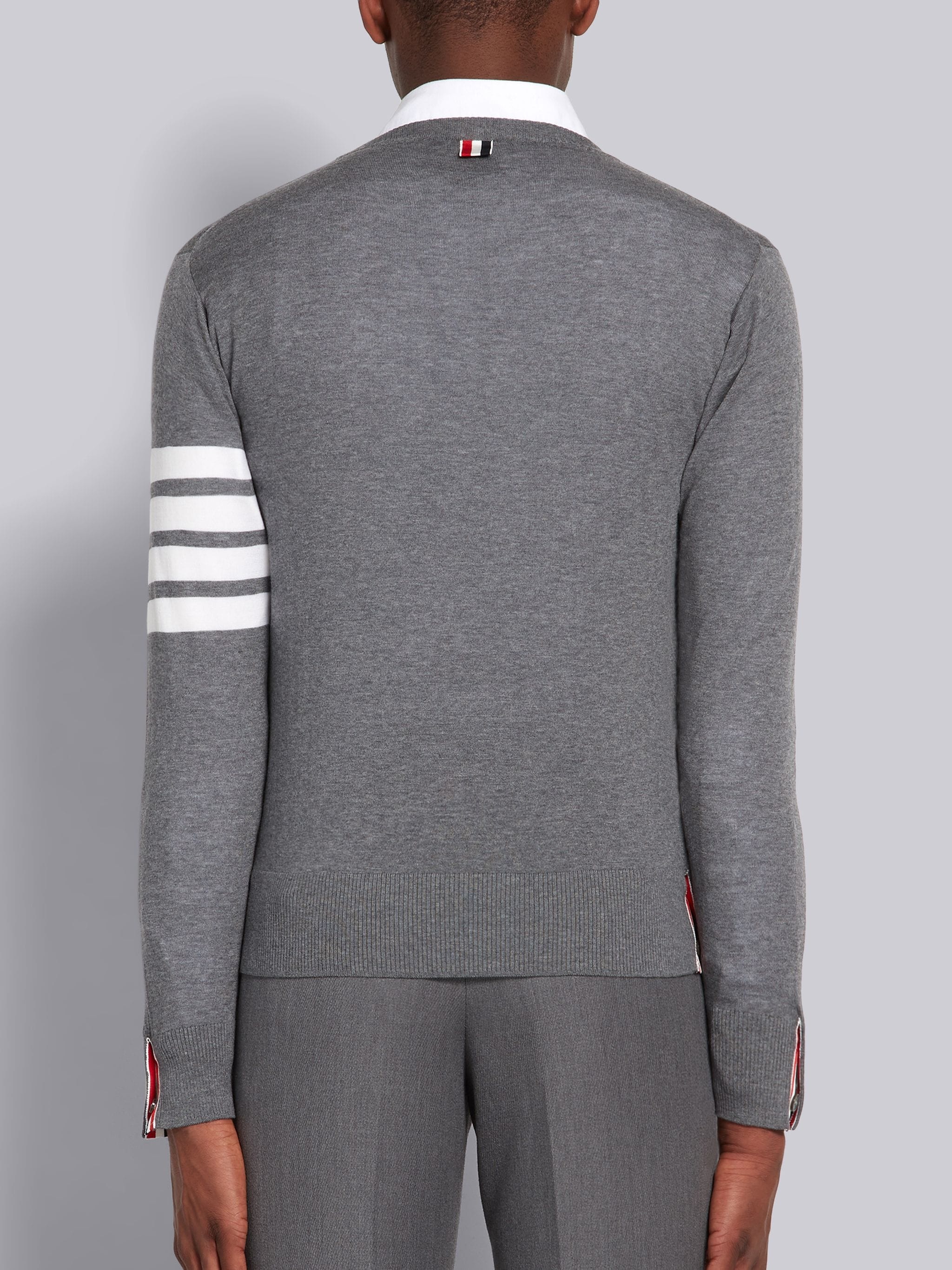 Medium Grey Fully Fashioned Merino Knit Crew Neck Pullover - 3