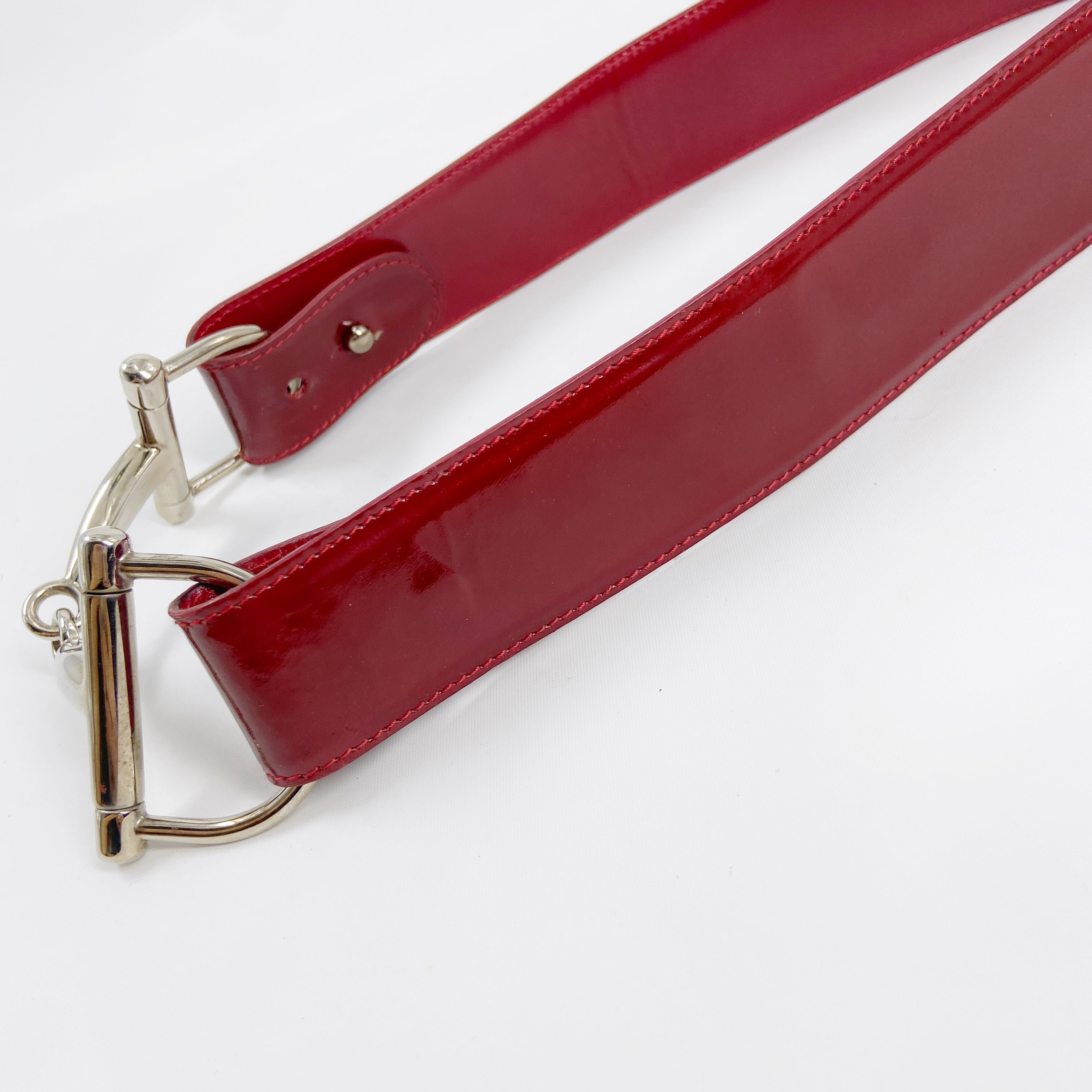 Gucci Fall 1995 Tom Ford Red Horsebit Patent Leather Belt 28 - 13