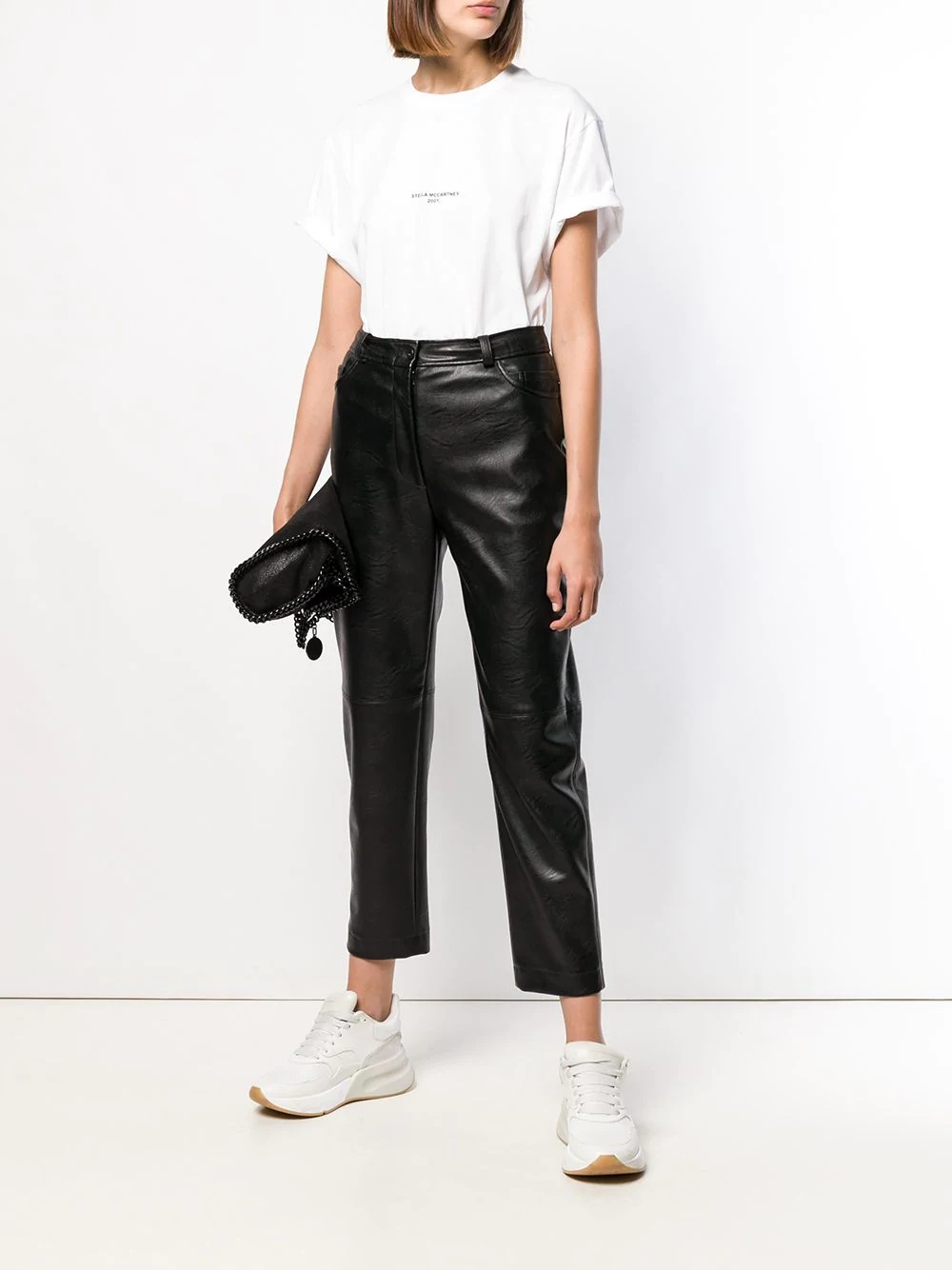 eco leather cropped trousers - 2