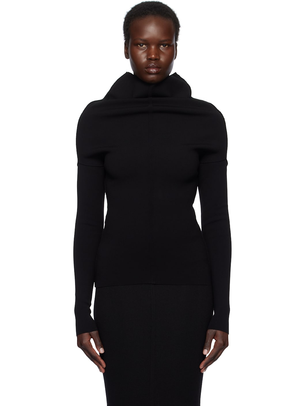 Black Hollywood Draped LS Turtleneck - 1