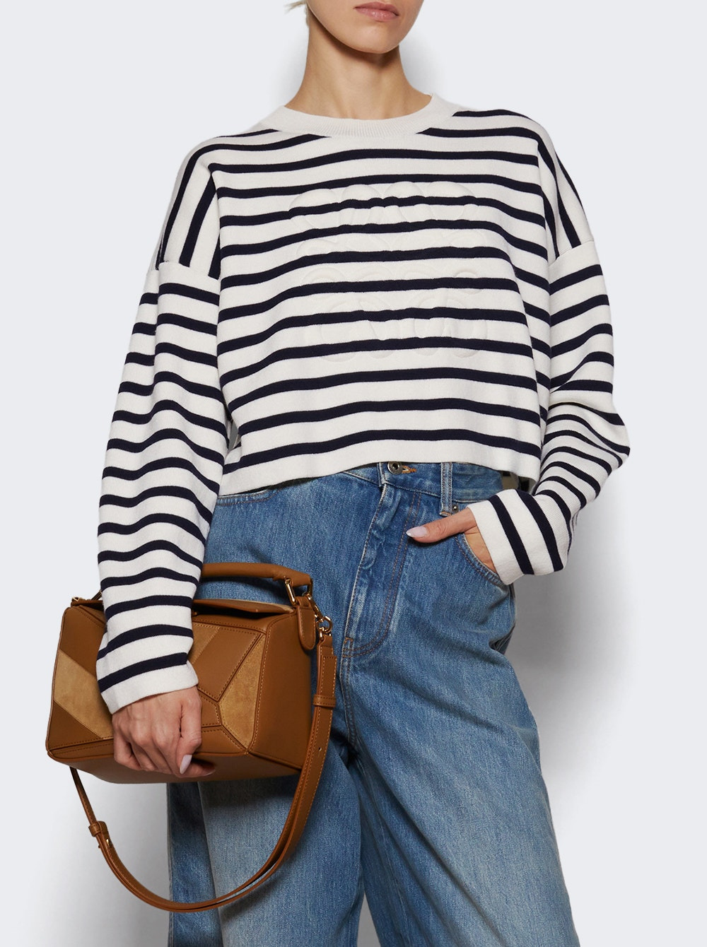 Wool Anagram Sweater Off White And Navy - 2