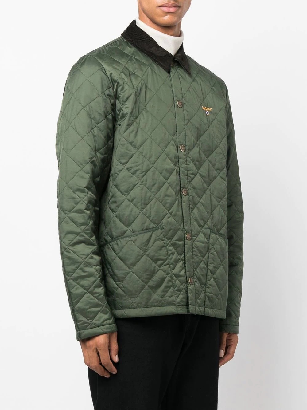 logo-embroidered quilted jacket - 3