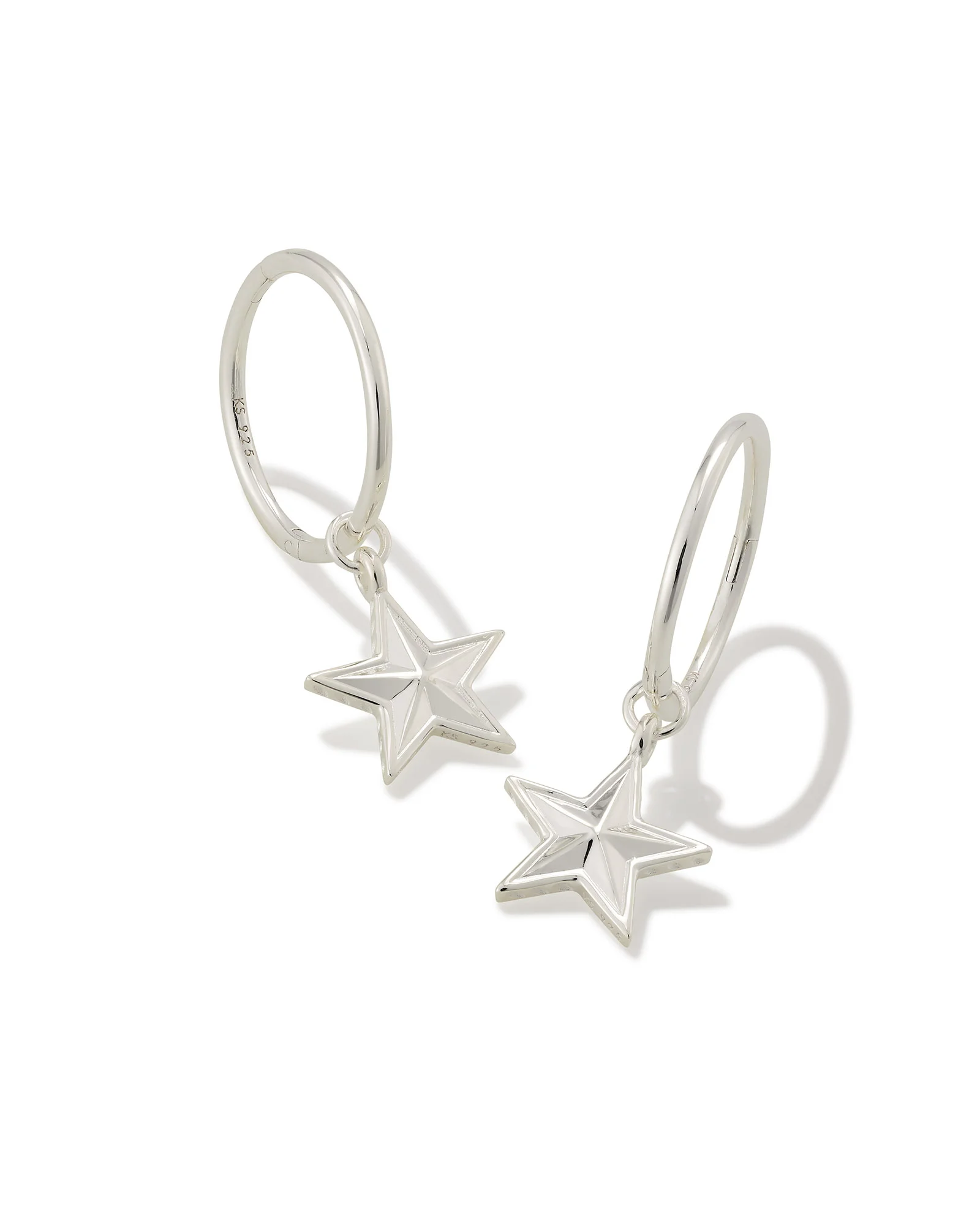 Small Star Huggie Earrings in Sterling Silver - 1