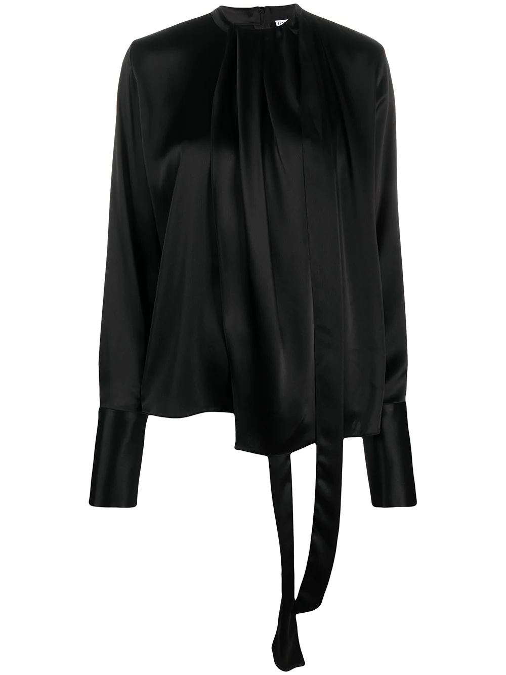 draped neck long-sleeve blouse - 1