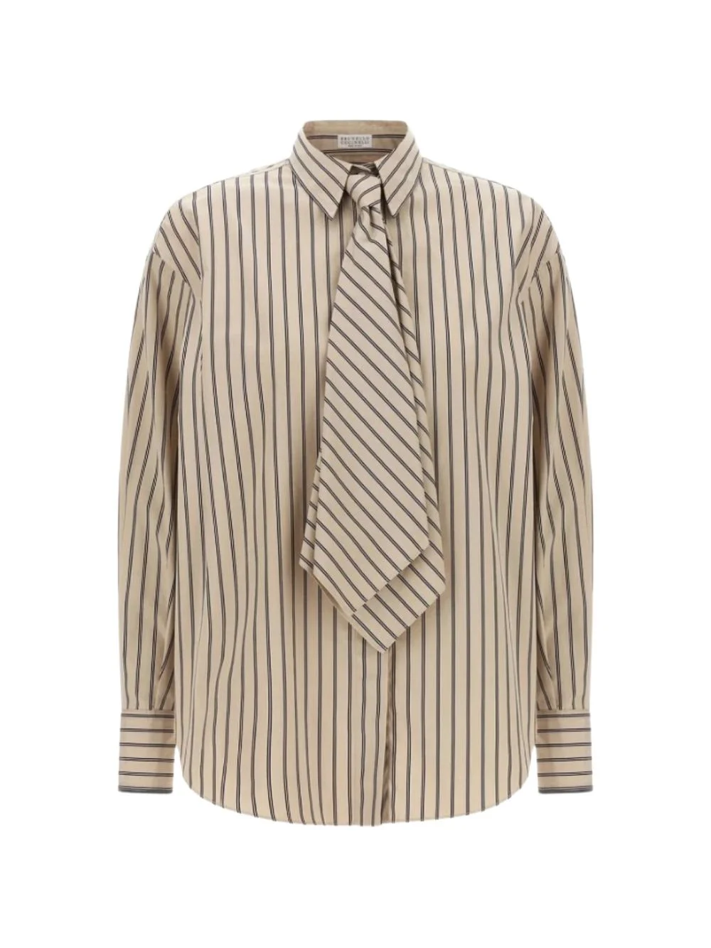 striped tie-fastening shirt - 1
