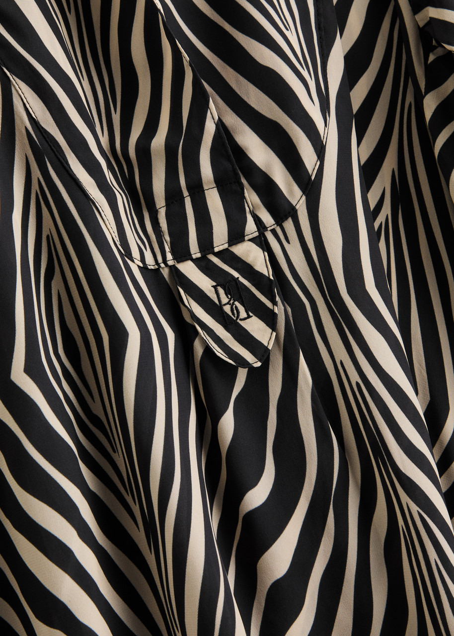 BY Malene Birger Fayette Zebra-print Matte Satin Blouse - 5