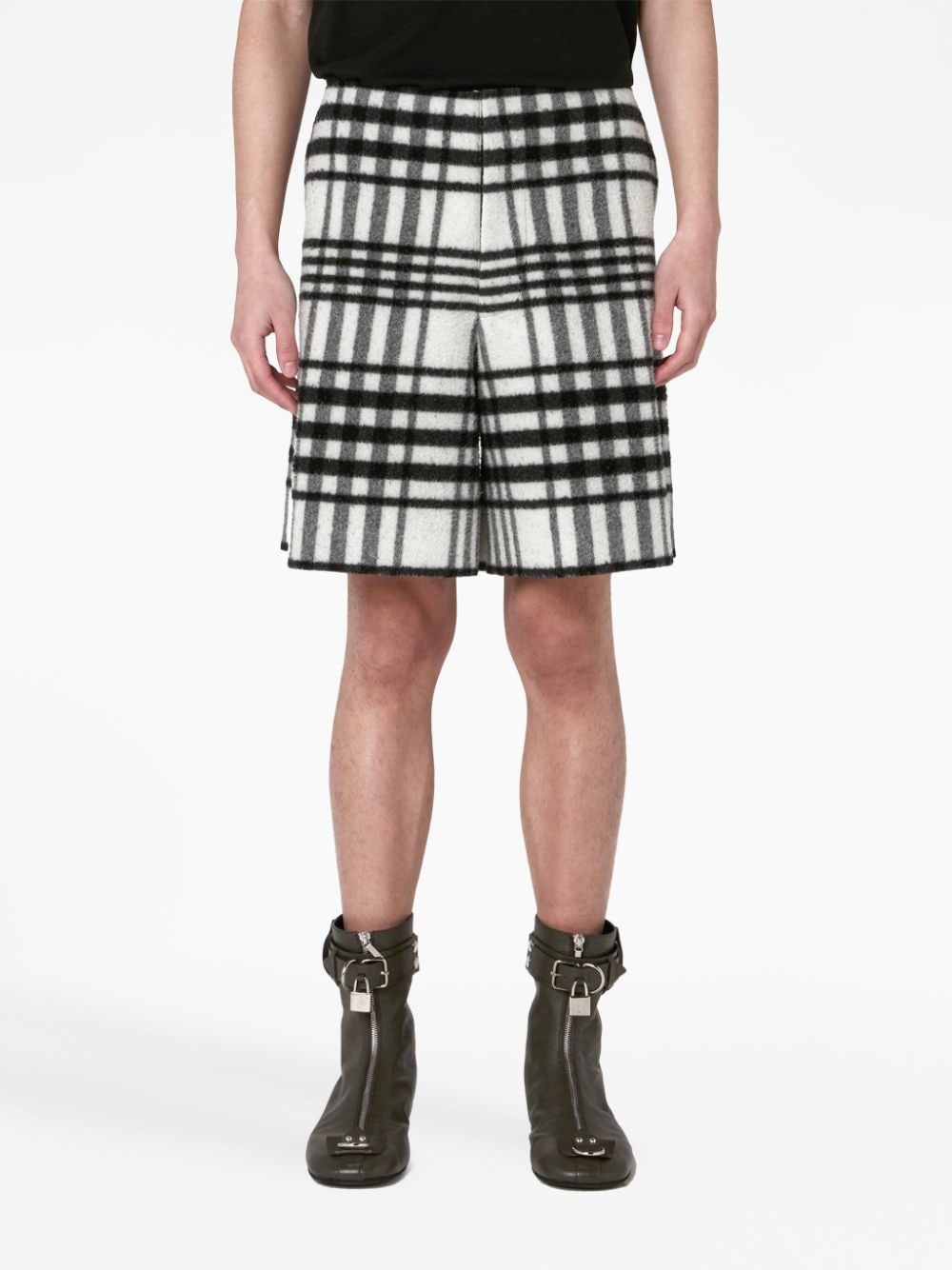 tartan-check wide-leg shorts - 4