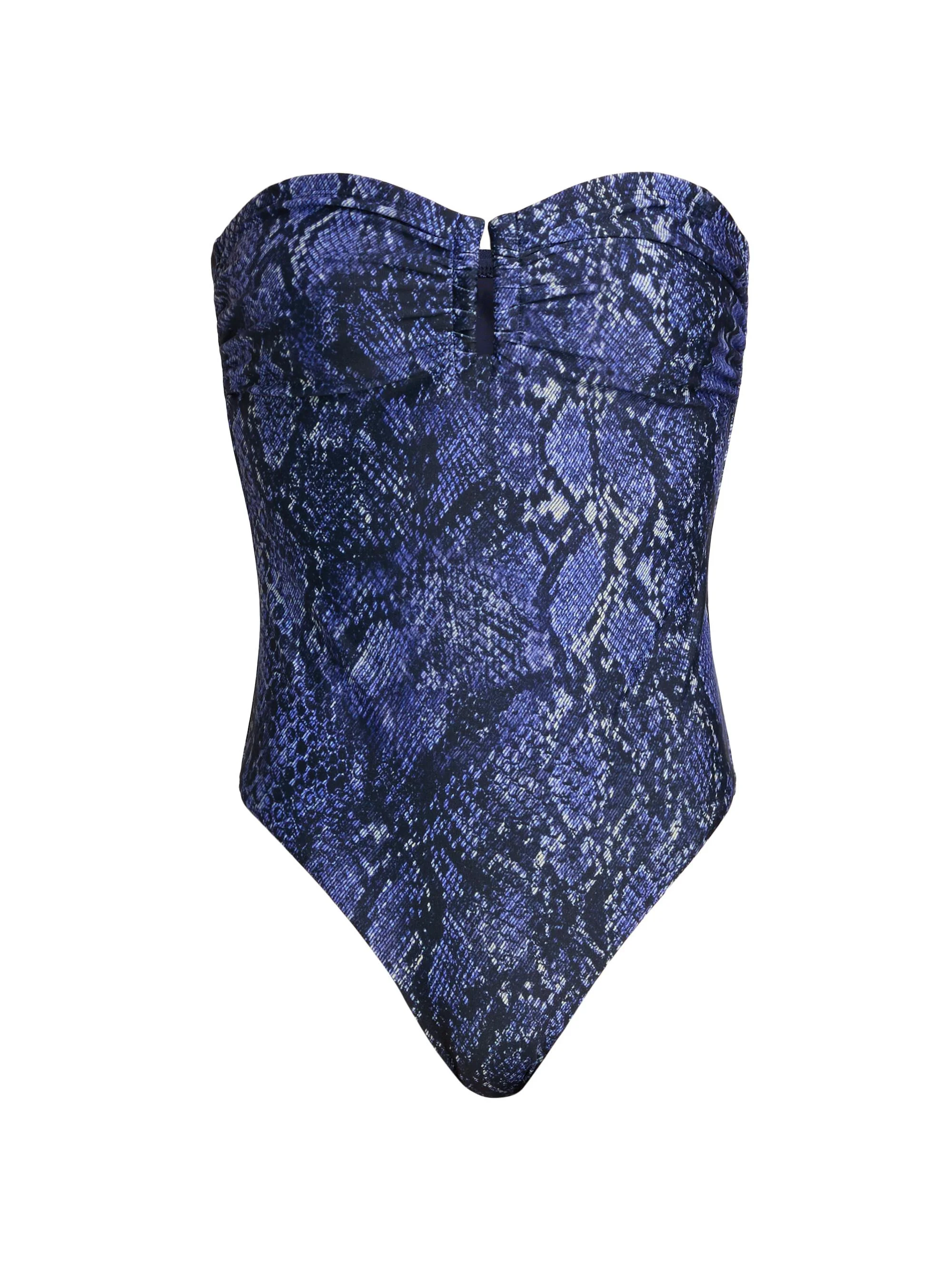 Women's Brenna Snake-Printed Strapless Swimsuit - Tide Multi - 1