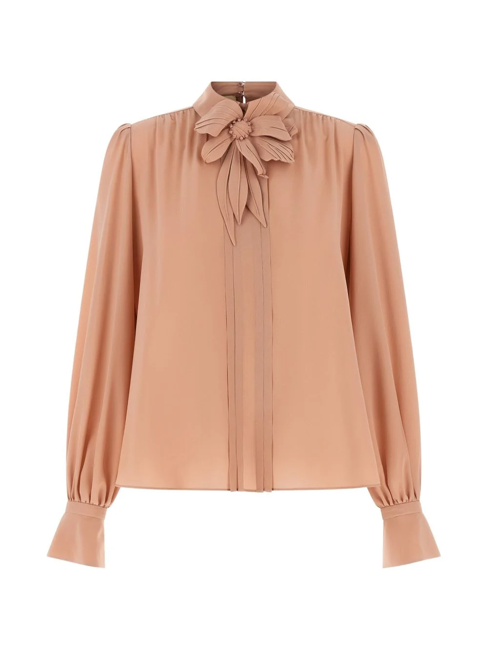 floral-appliqué pleated top - 1