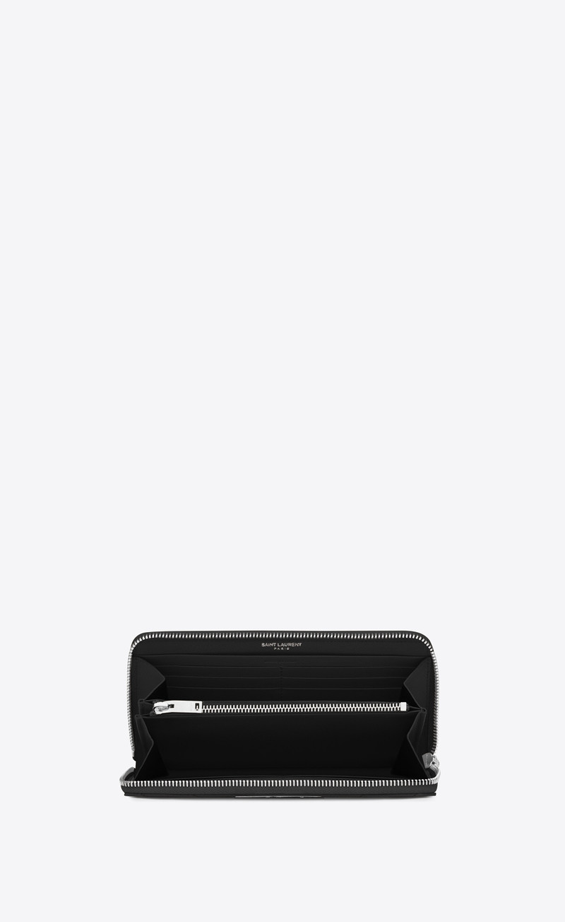 SAINT LAURENT cassandre saint laurent matelassé zip around wallet in grain de poudre embossed leather outlook