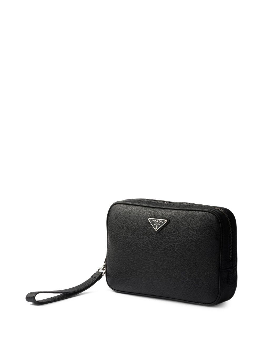 leather triangle logo clutch - 3