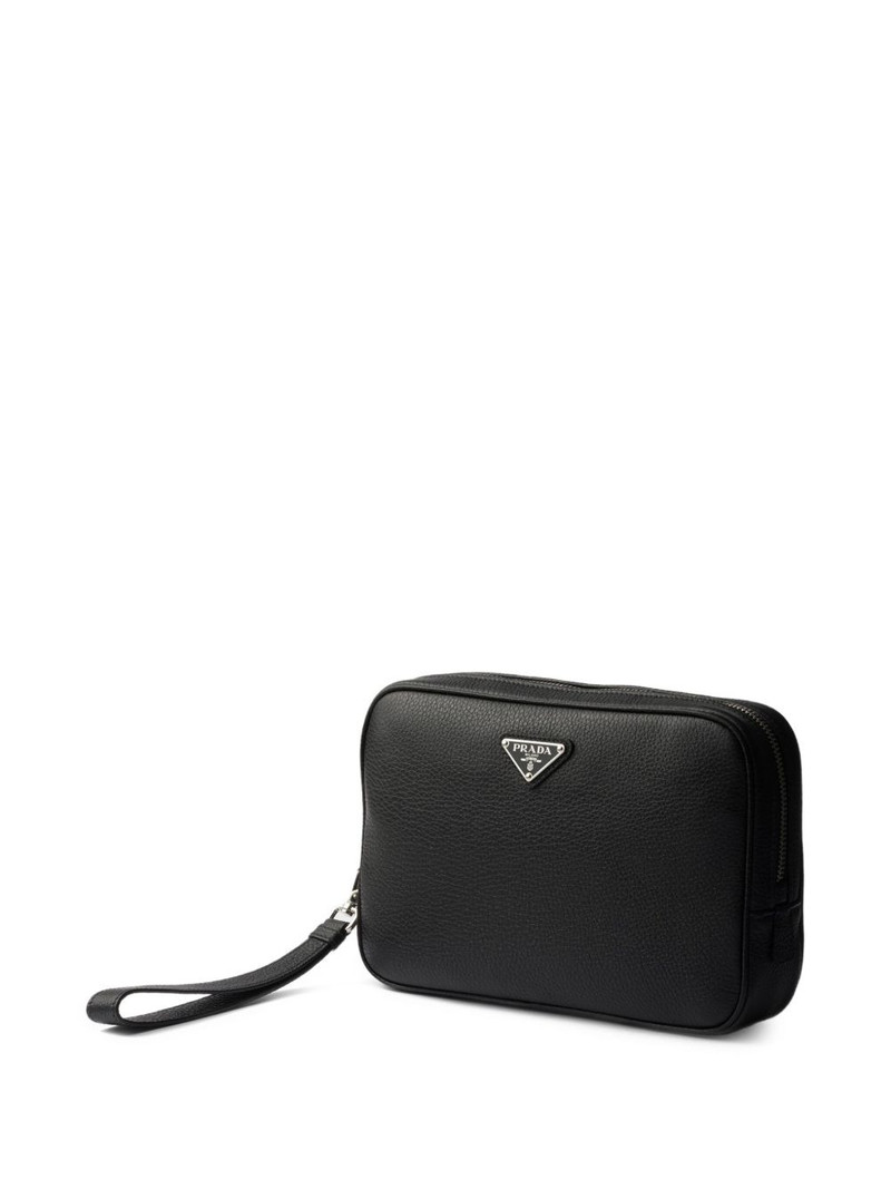 leather triangle logo clutch 3