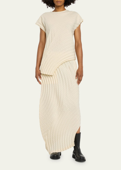 ISSEY MIYAKE Curved Pleats Stripe Maxi Skirt outlook