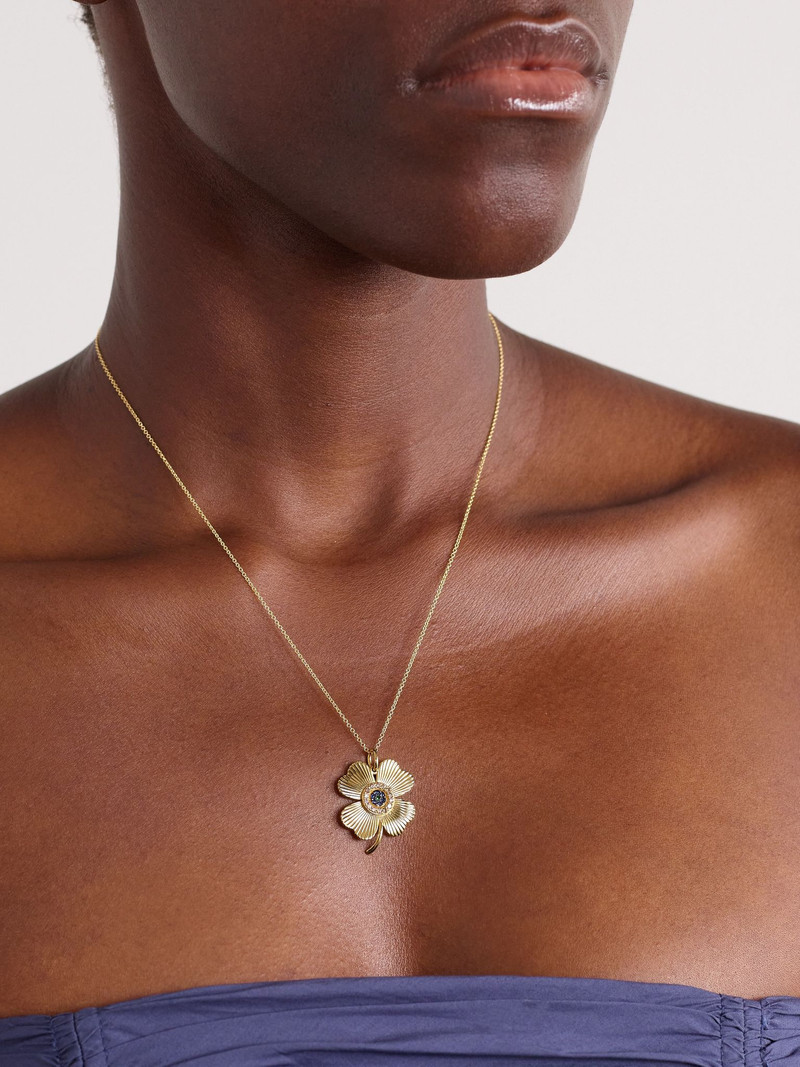 ILEANA MAKRI Lucky Clover 18-karat gold multi-stone necklace Gold outlook