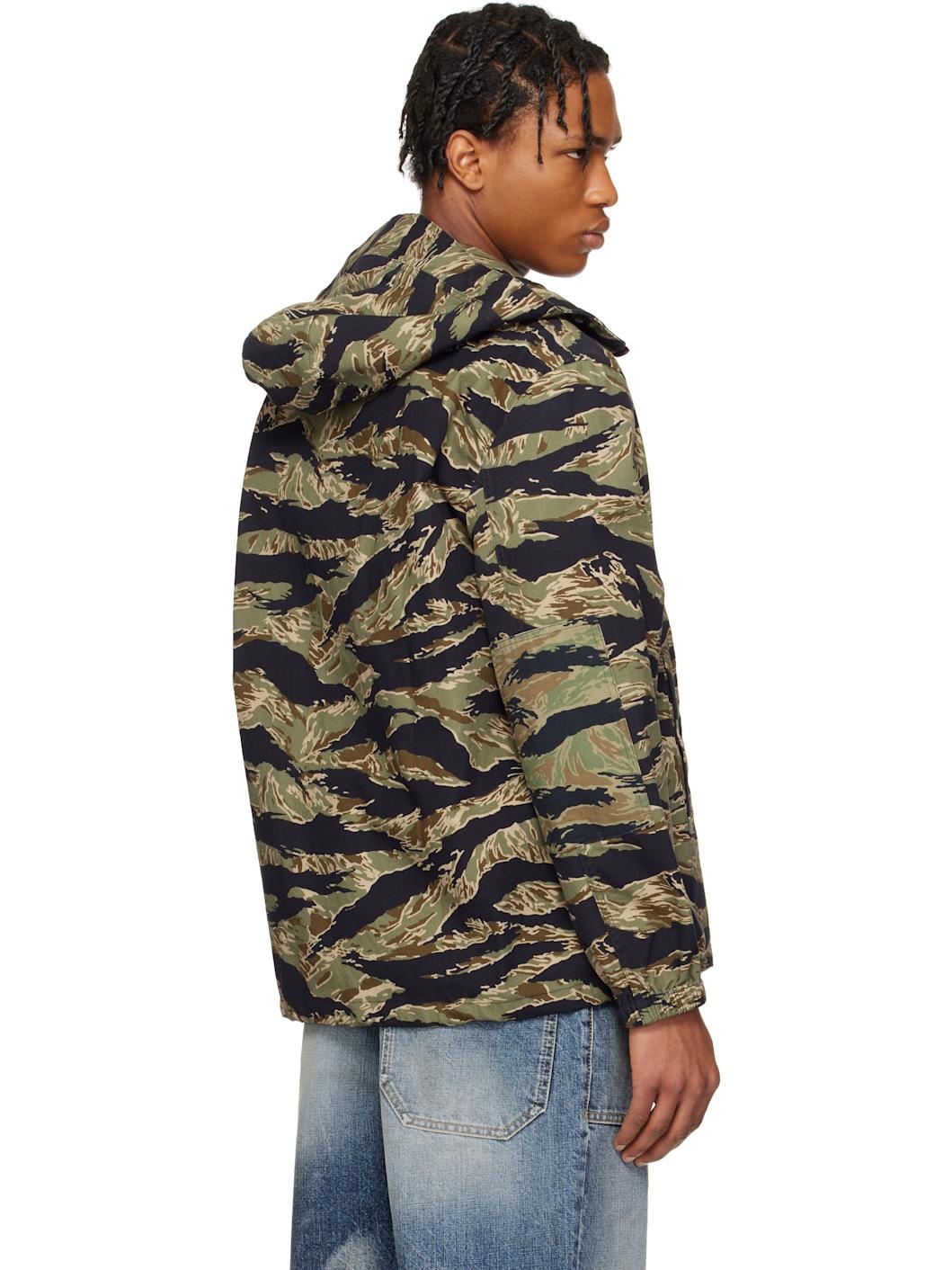 Black & Khaki Camo Print Windbreaker Jacket - 3