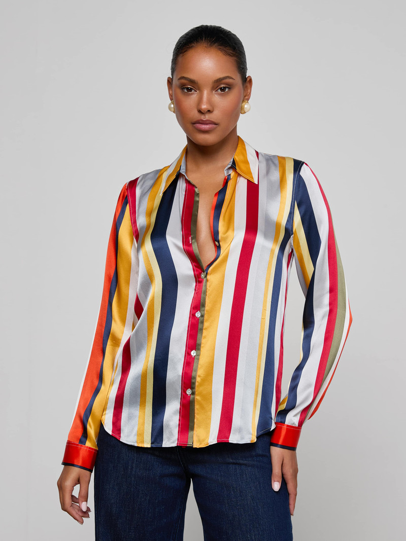 L'AGENCE Tyler Silk Blouse outlook