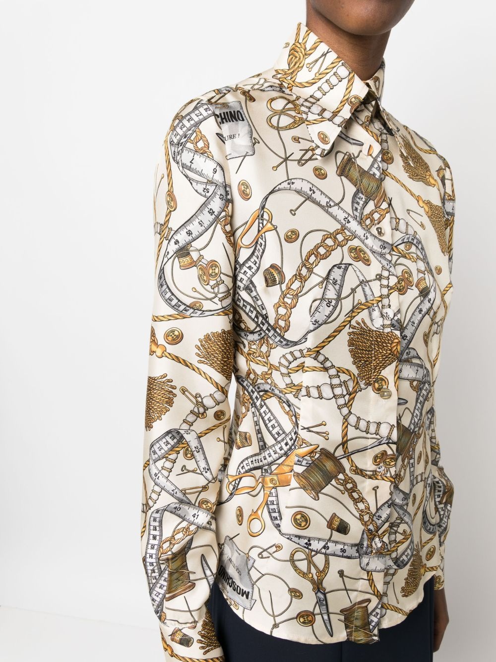 bridle-print silk shirt - 5
