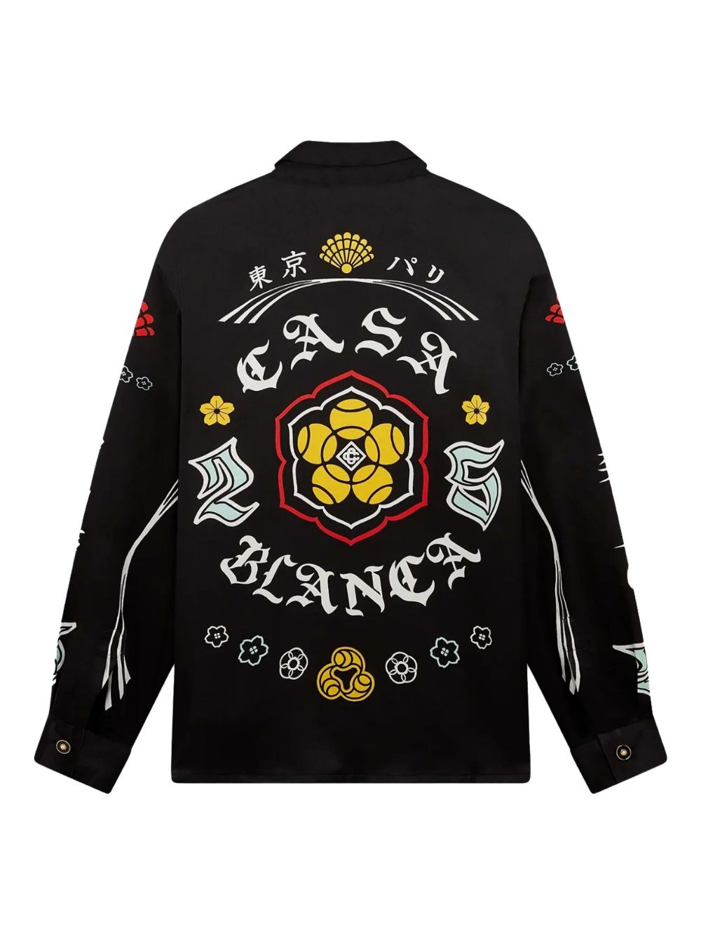 emblem silk long-sleeve shirt - 4