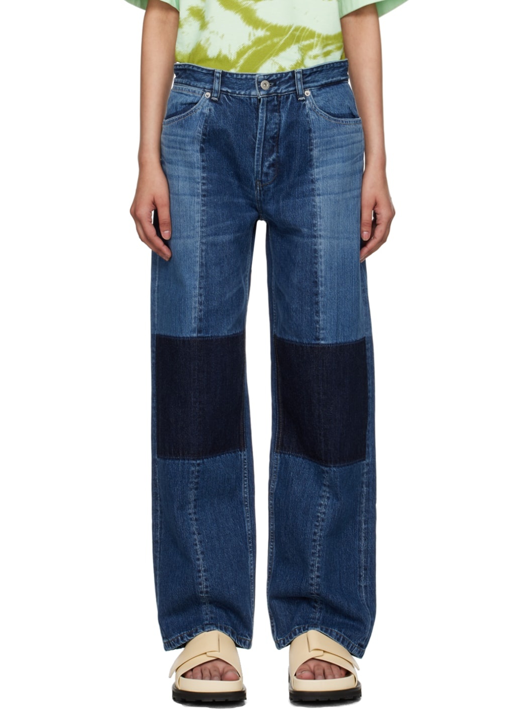 Blue Paneled Jeans - 1