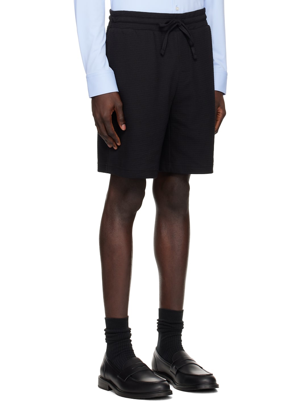 Black Cotton-Blend Shorts - 2