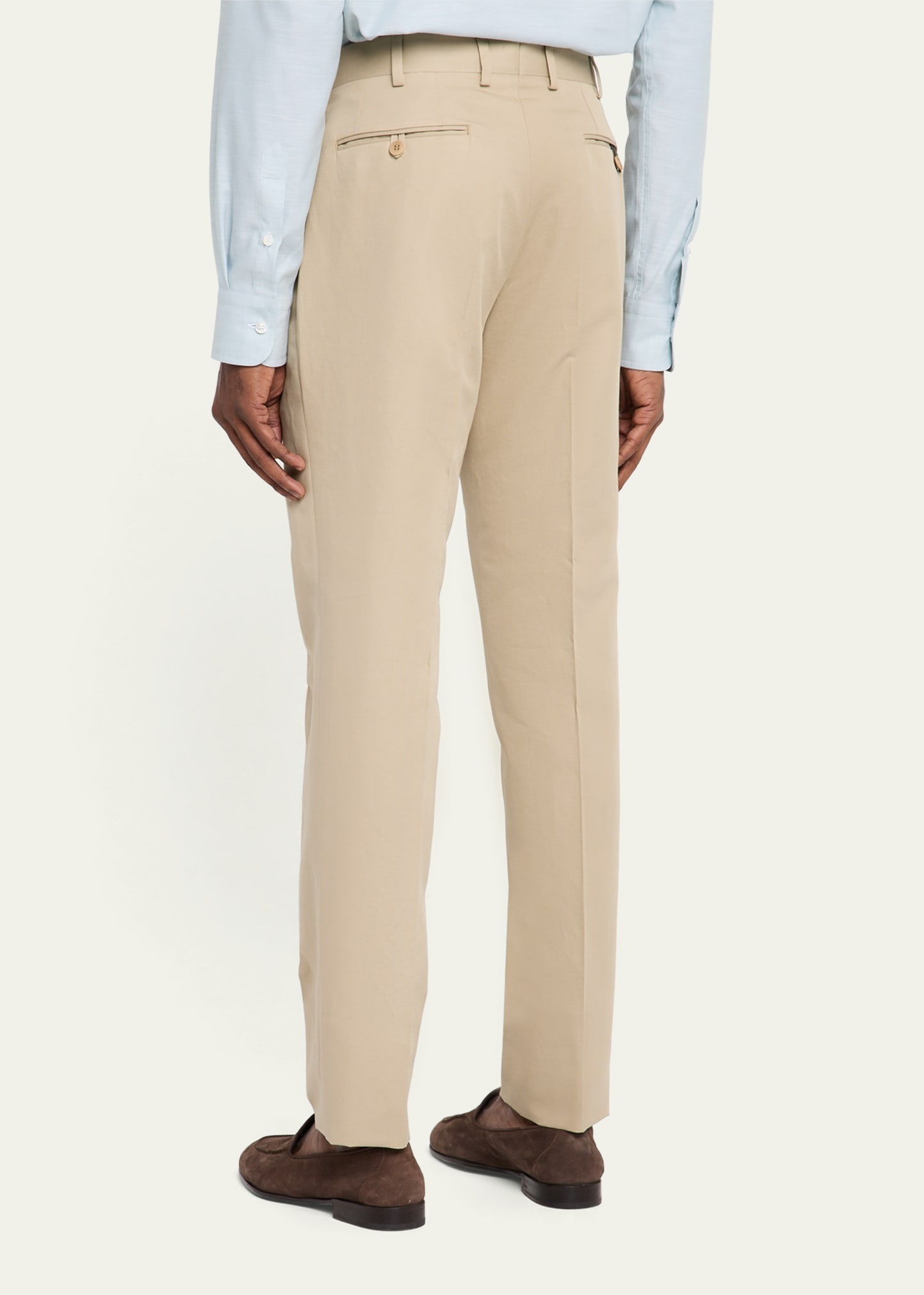 Men's Cotton and Linen Flat-Front Trousers - 3