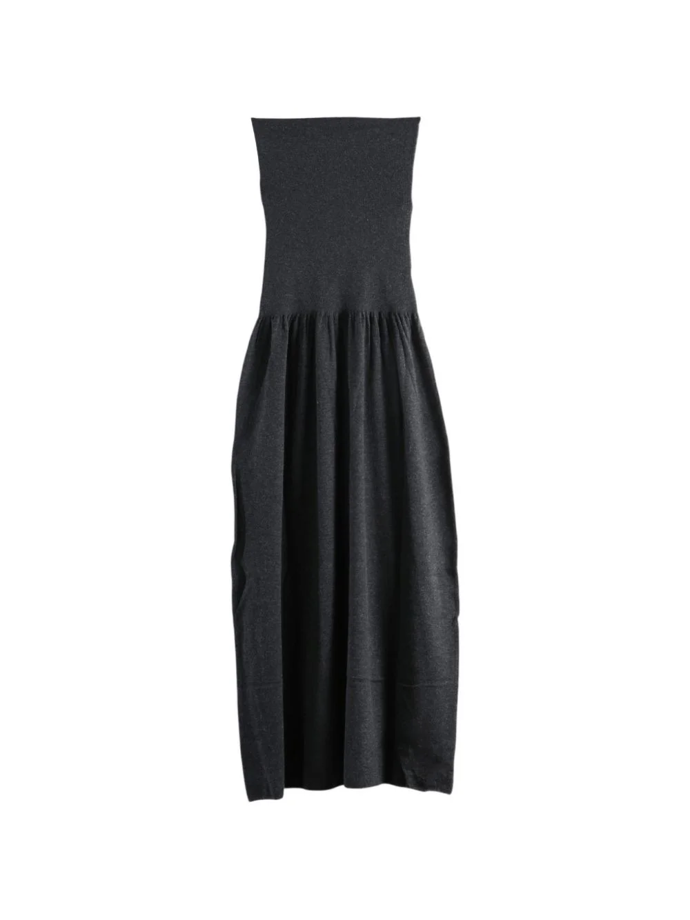 strapless gathered-waist maxi dress - 1