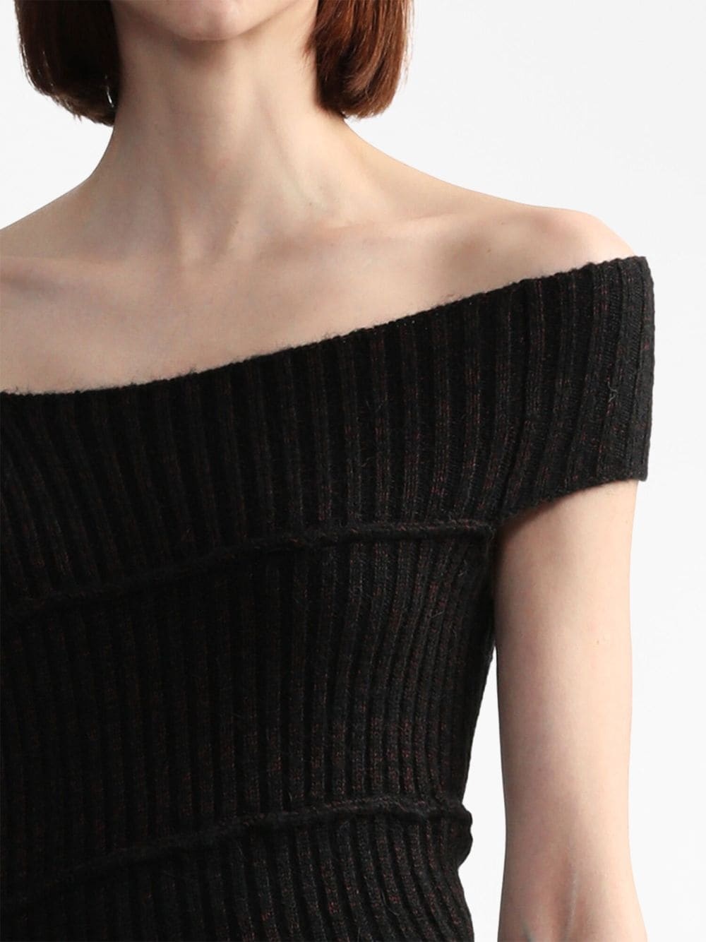 off-shoulder asymmetric knitted top - 5