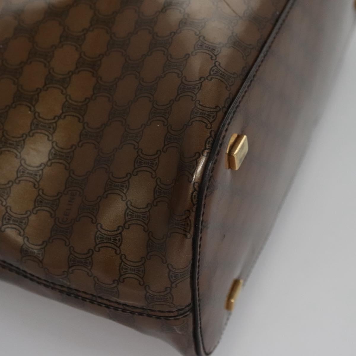 CELINE Macadam Canvas Hand Bag Pvc Brown Black Gold - 14