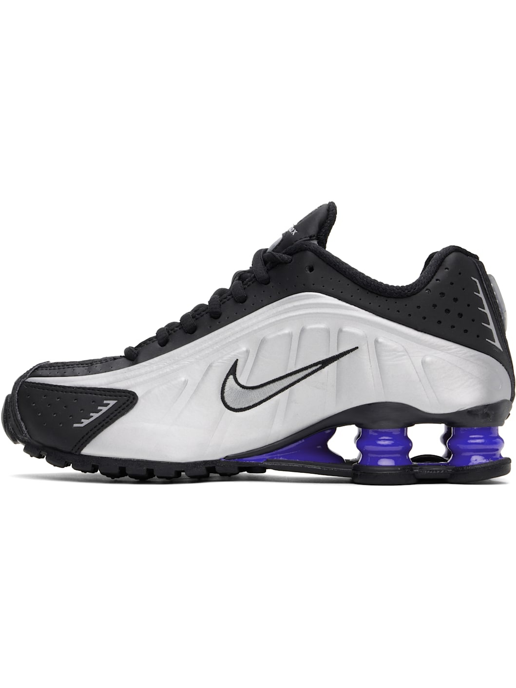 Black & Silver Shox R4 Sneakers - 3