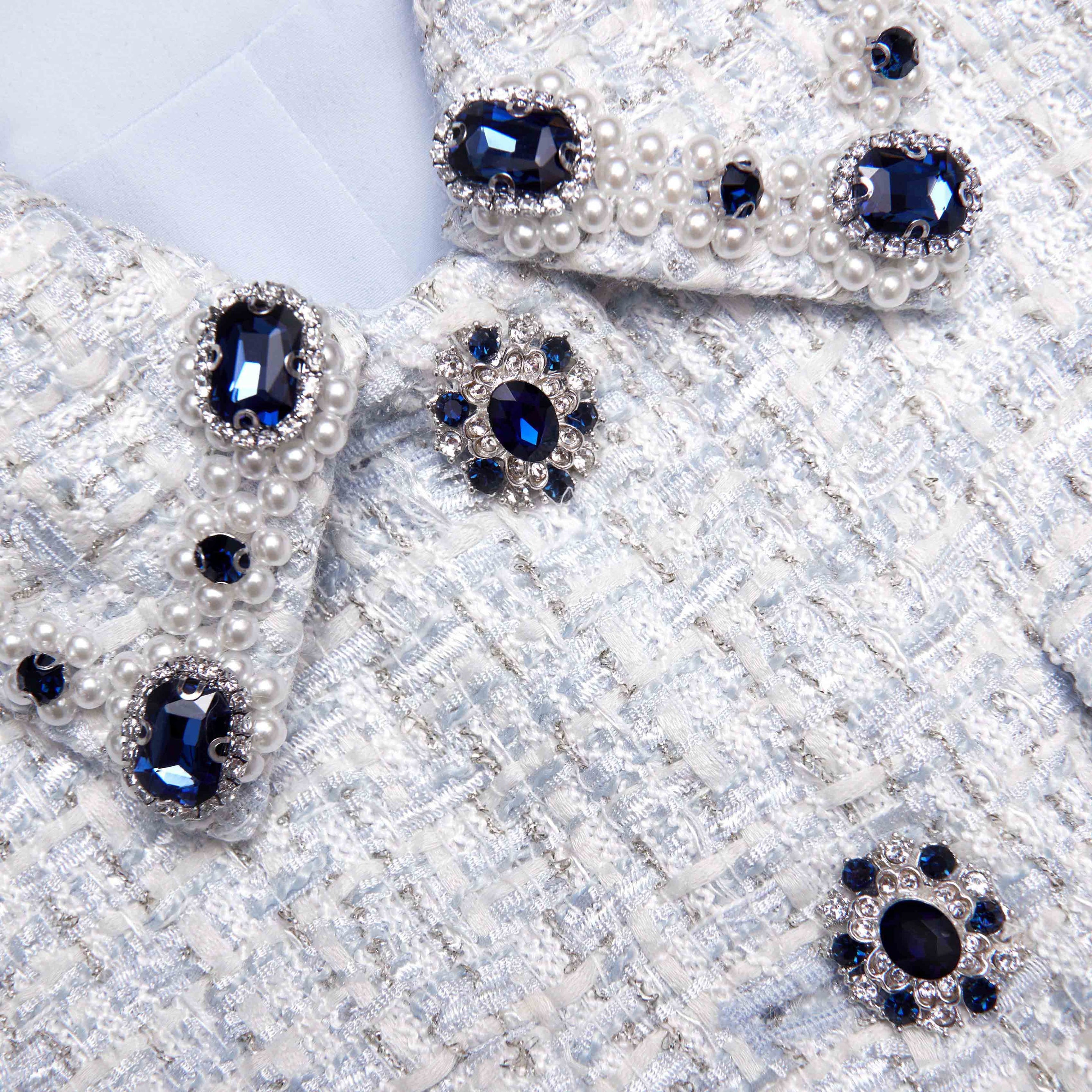 Blue Boucle Mini Dress - 5