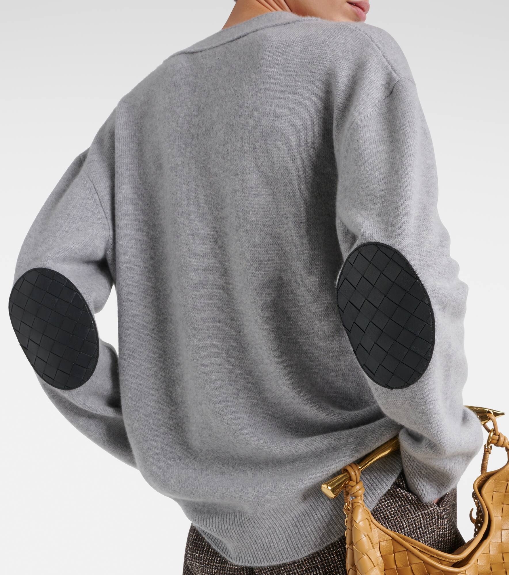 Leather-trimmed cashmere-blend cardigan - 5
