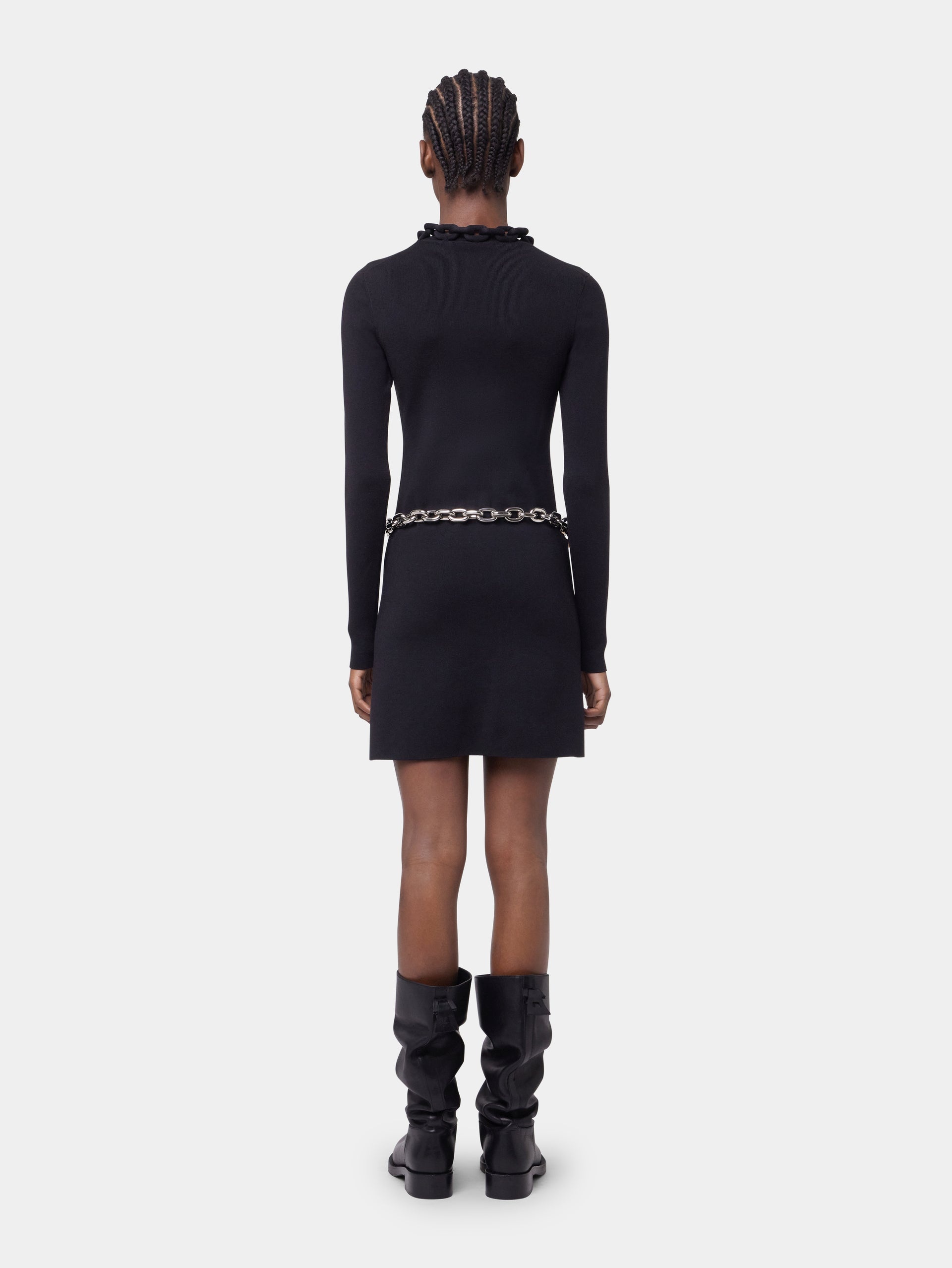 BLACK SHORT KNITTED DRESS - 6