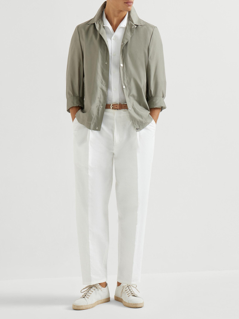 Men's Linen Easy Fit Short Sleeve Shirt with Camp Collar - White 6