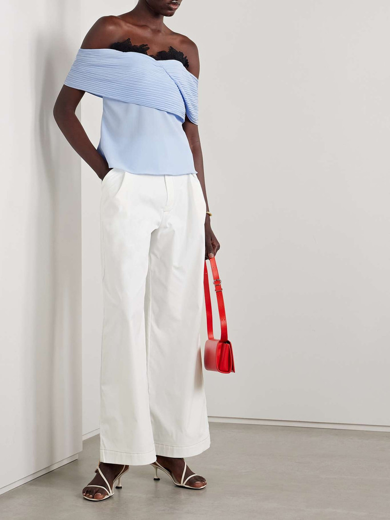 KIKA VARGAS Olympe pleated woven wide-leg pants White outlook