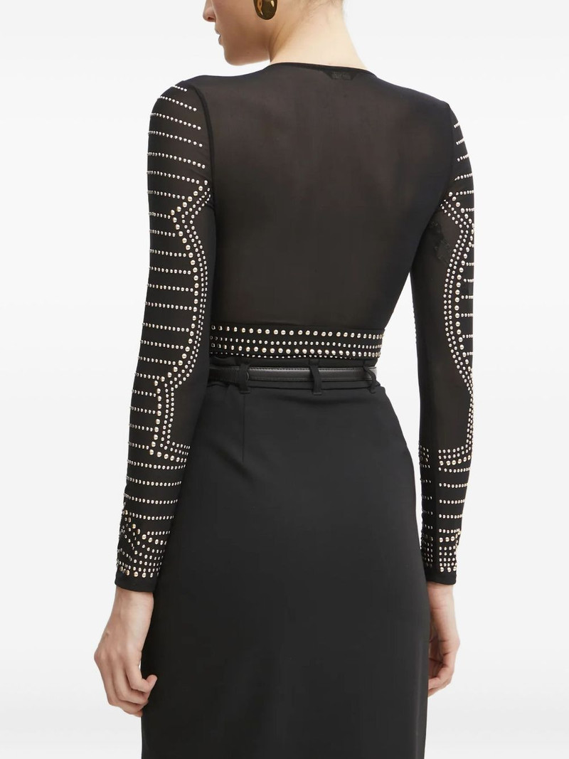 studded-embellishment V-neck bodysuit 4