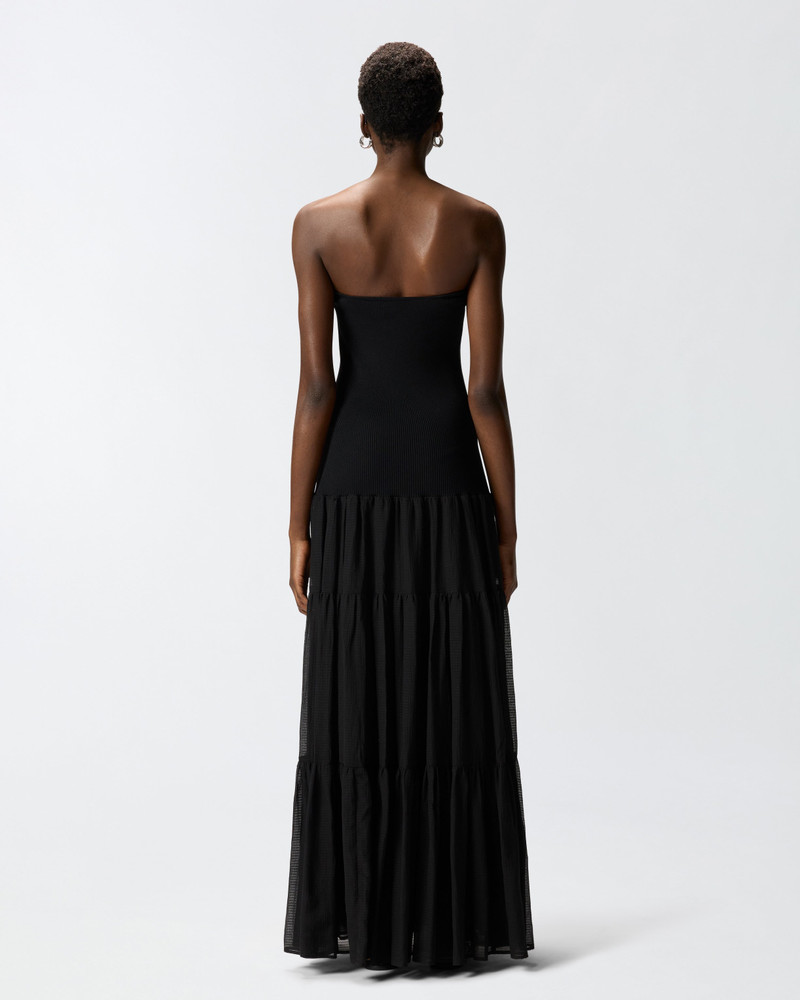 LONG DRESS WITH RIBBED TOP AND FLOUNCED SKIRT 5