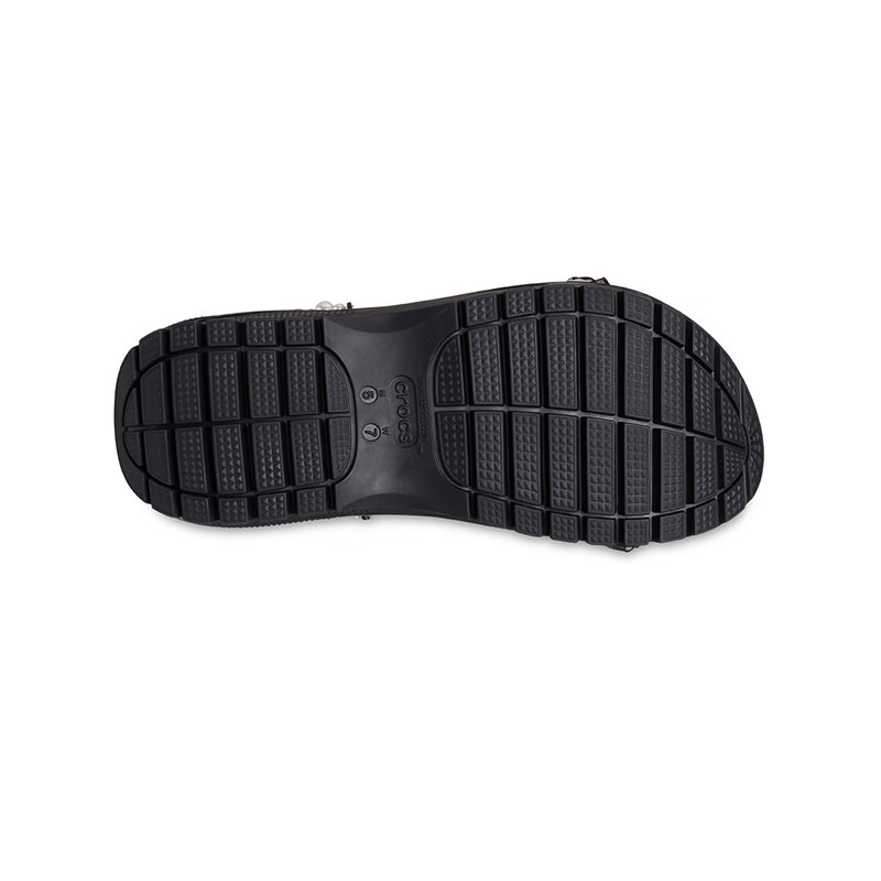 (WMNS) Crocs Mega Crush Pearl Ruffle Sandal 'Black' 210179 - 5