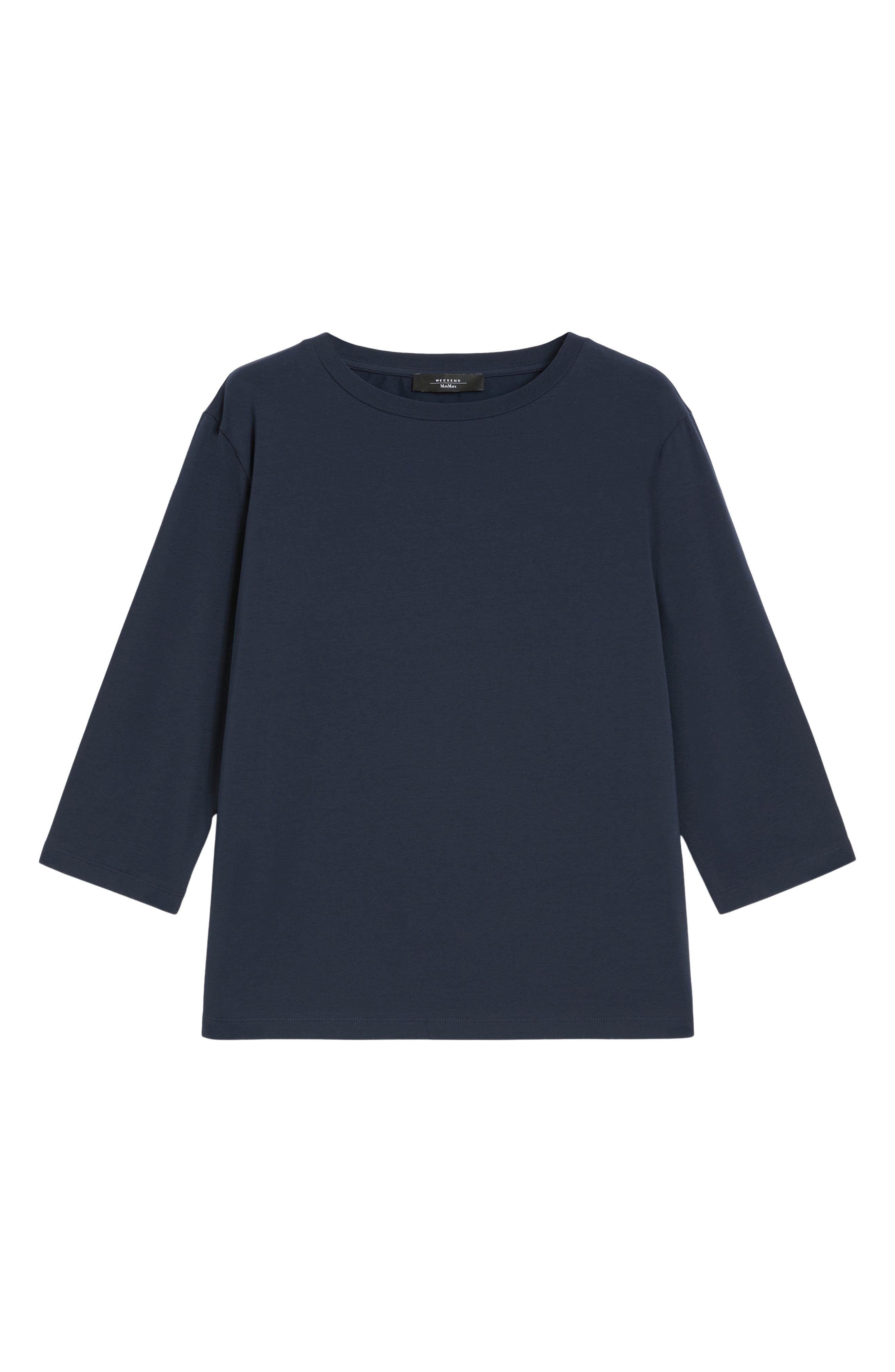 Weekend Max Mara Three-Quarter Sleeve Jersey T-Shirt in Navy at Nordstrom - 3