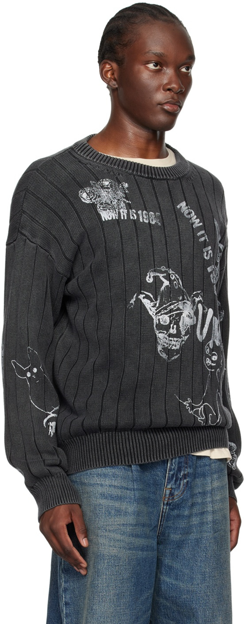 R13 Gray Drop Needle Sweater outlook