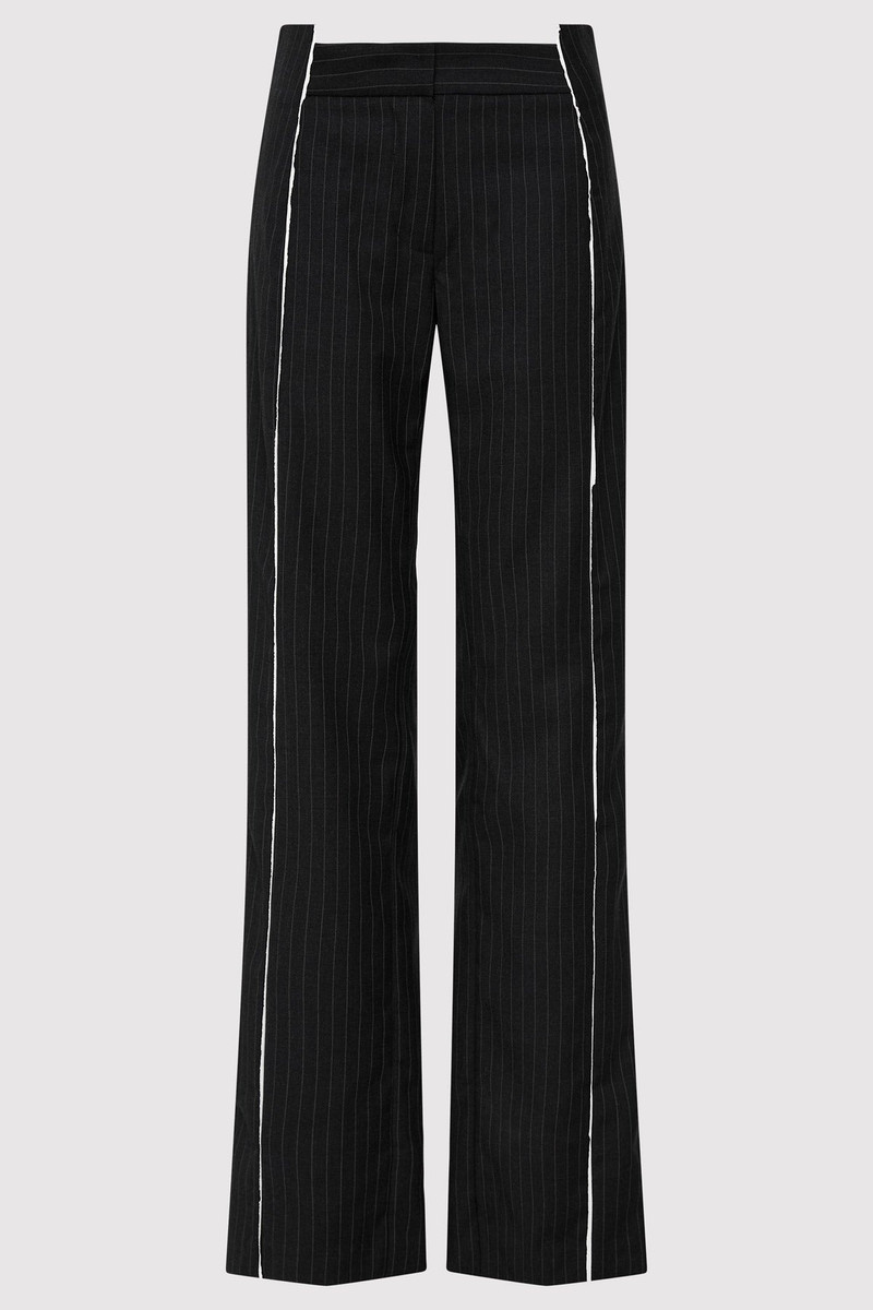 Deconstructed Pinstripe Trousers - Black 1