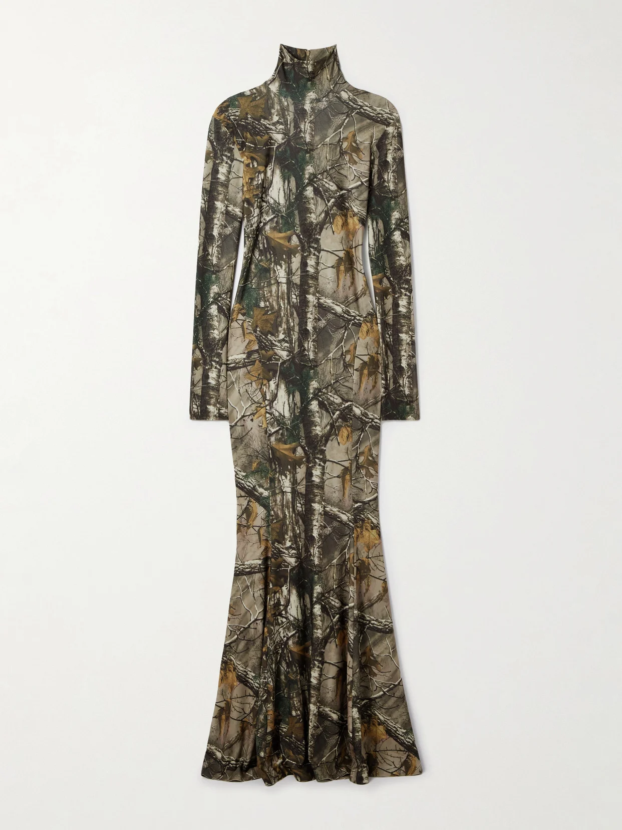 Camouflage-print Stretch-jersey Turtleneck Gown - 1