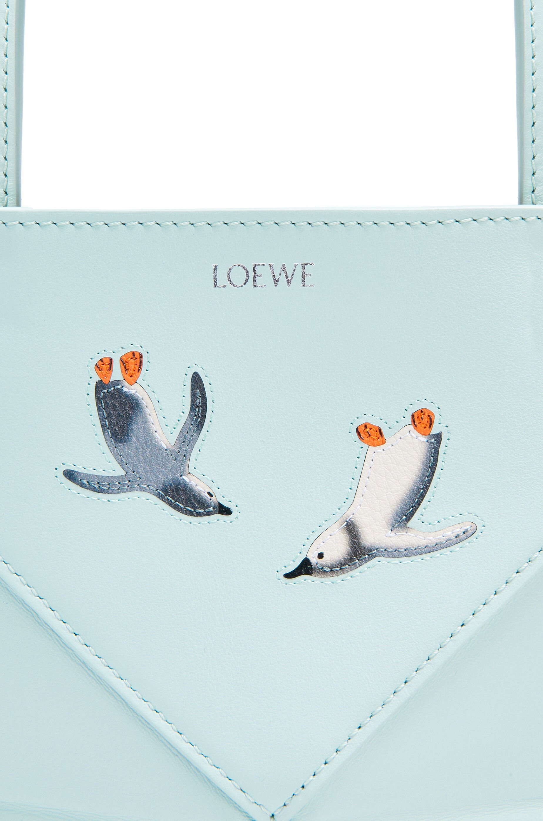 Penguin mini Puzzle Fold tote in shiny calfskin - 10