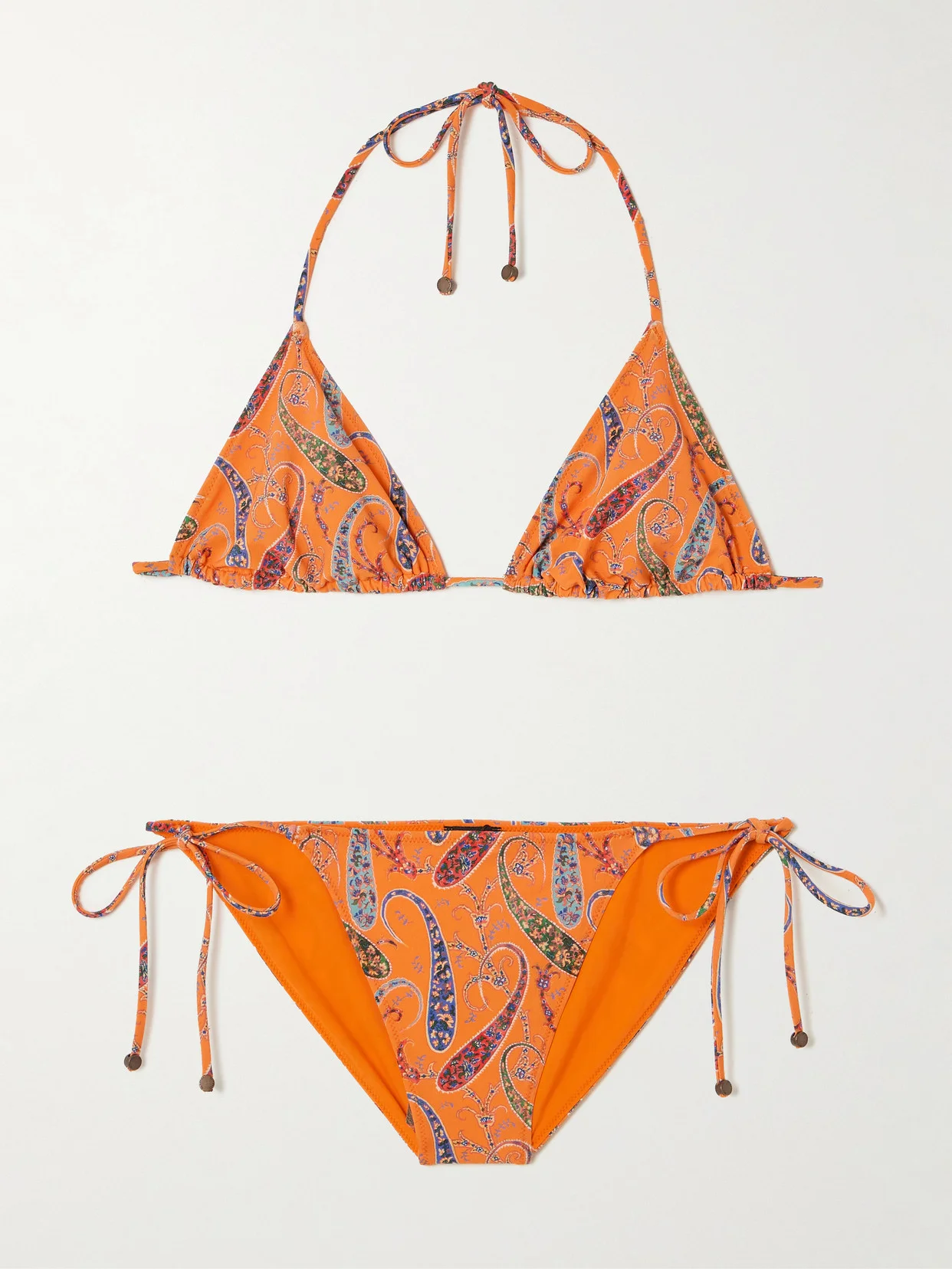 Embellished Paisley-print Triangle Bikini - 1