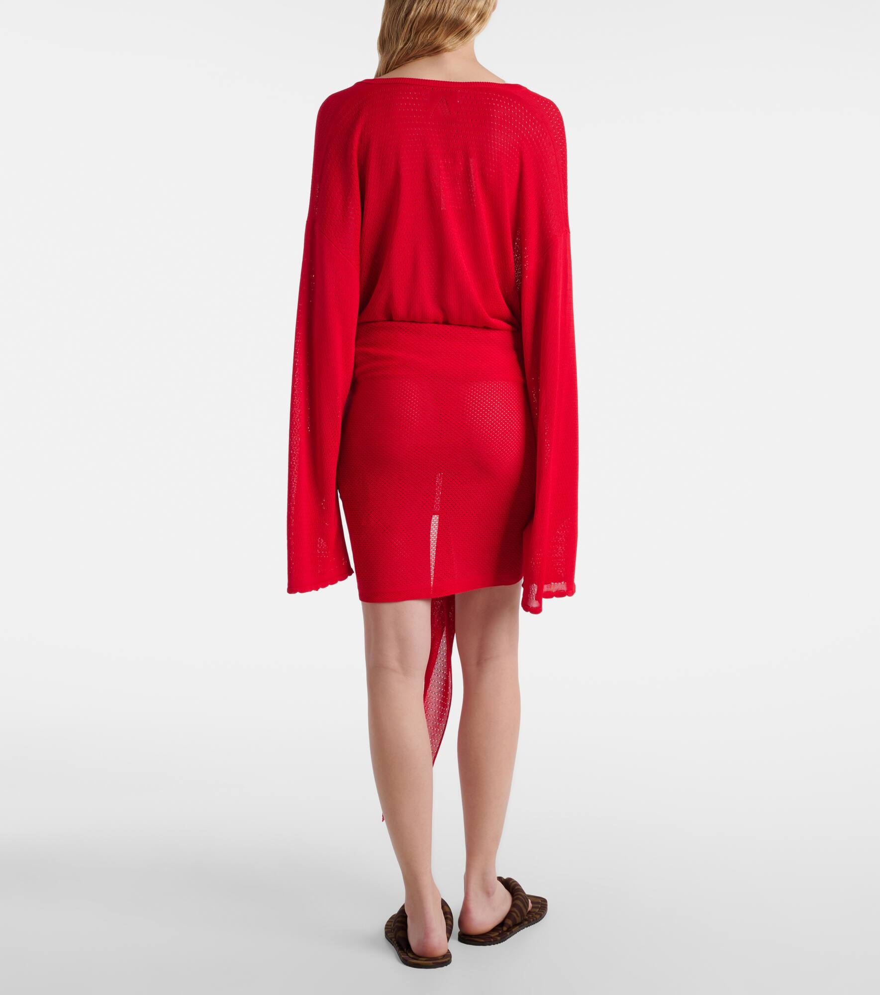 Gathered open-knit minidress - 3